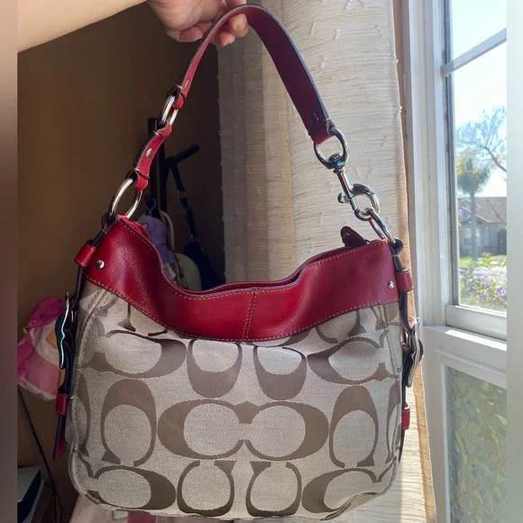 Red Coach Zoe Hobo Bag - Picture 3 of 8